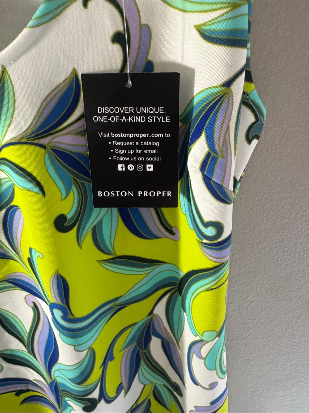 Boston Proper Lime Multi-Print V-Neck Midi Dress - Picture 3 of 9